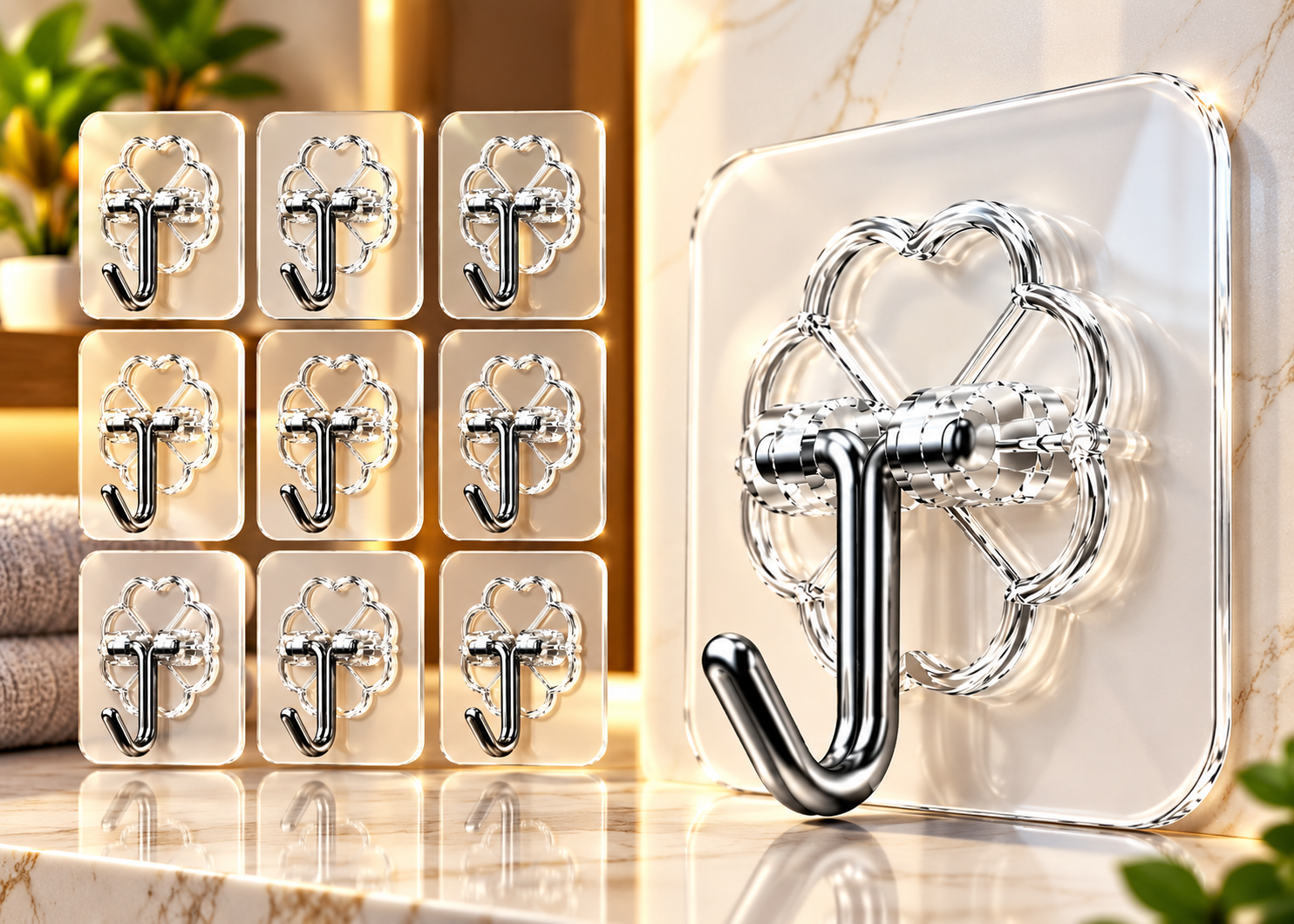 10 Pcs Self Adhesive Wall Hooks – Heavy Duty Sticky Hooks